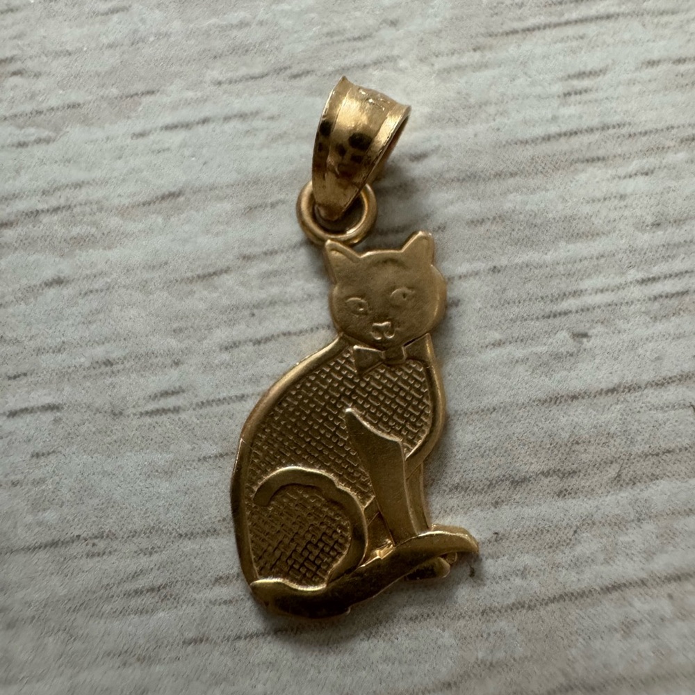 Gold Cat Pendant 14K gold